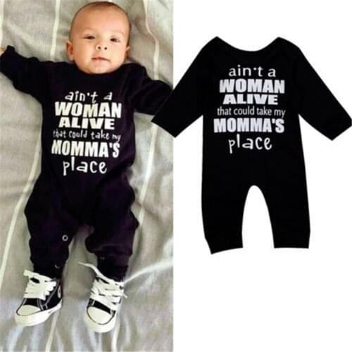 Newborn Baby Boys Clothes Letter Print Baby Rompers Black Casual Jumpsuit Toddler Long Sleeve Baby Romper Boys Clothes Set Girls