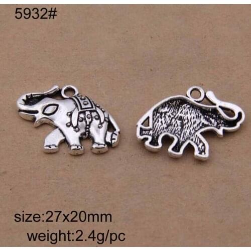 25pcs/lot 27x20mm Antique Silver Plated Retro Alloy Elephant Charms Pendant Fit For Jewelry Findings