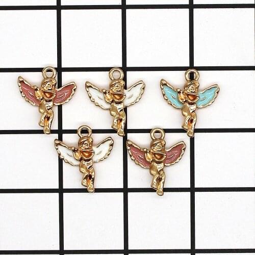 10pcs DIY Handmade Jewelry Accessories Alloy Drops Oil Little Angel Enamel Charms Pendants Cute Angel Dangles Jewelry Making