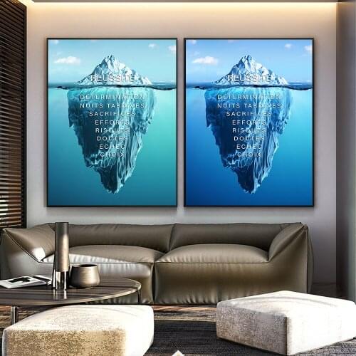 Success Quotes Ice Sea Canvas Painting Pictures Réussite Poster Art Prints Reussite Letters Canvas Poster Wall Home Decoration