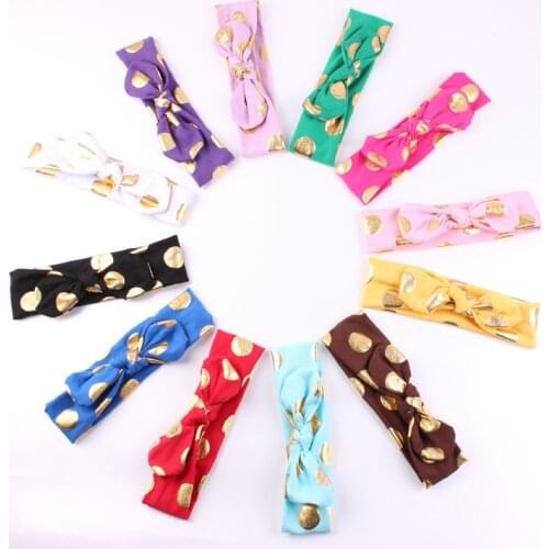 Gold PU Newborn Headband Girls dot Knotted Bow Head Wraps Summer Hair Bands cute baby Headband Kids Hair Accessories 1 PCS