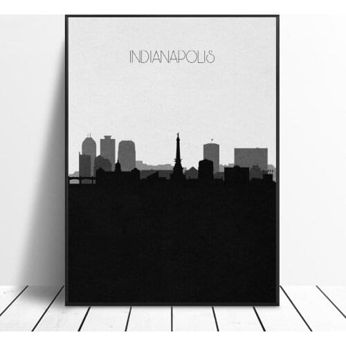 Indianapolis Skyline Canvas Wall Art Print Modern Poster Wall Pictures Living Room Decor