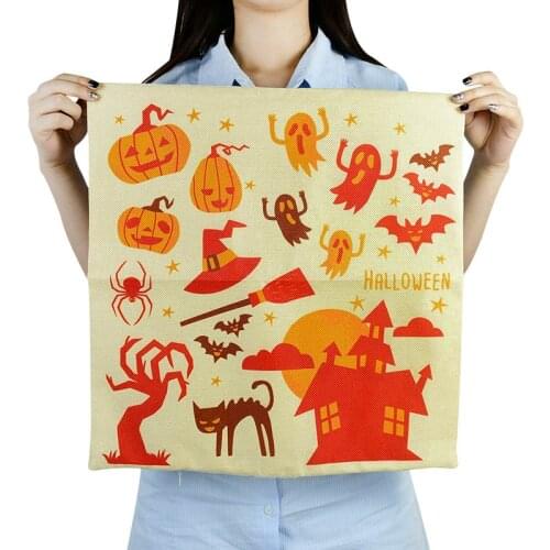 1Pcs Cartoon Pumpkin Ghost Pillow Case Decorative Pillowcases Happy Halloween Throw Pillow Case Home Sofa Chair Cushion Covers