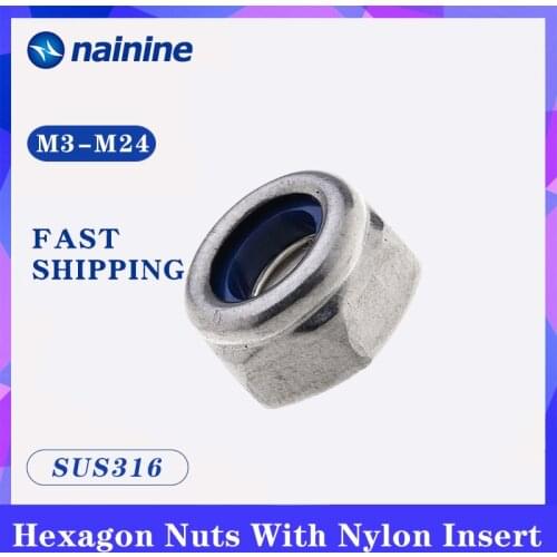 DIN985 M3-M24 316 Stainless Steel Self-locking Hexagon Nuts Locknut Slip Lock Nut With Nylon Insert A132