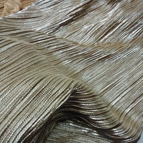 Silver Bronzing Skirt Fabric Crushed Satin Shiny Fabric Pleated Material for Cloth DIY Dress Fashion Glossy Material 1 Yard