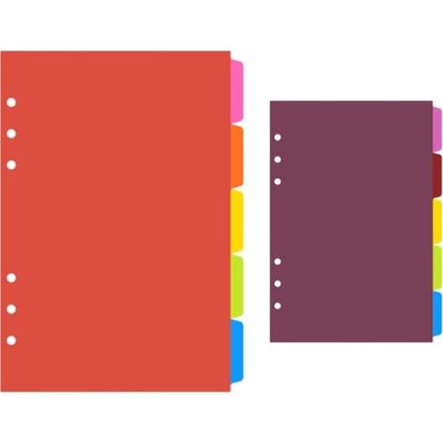 1Set A5 A6 Loose Leaf Binder Index Separator PP Colorful 6 Hole Page Dividers 63HD
