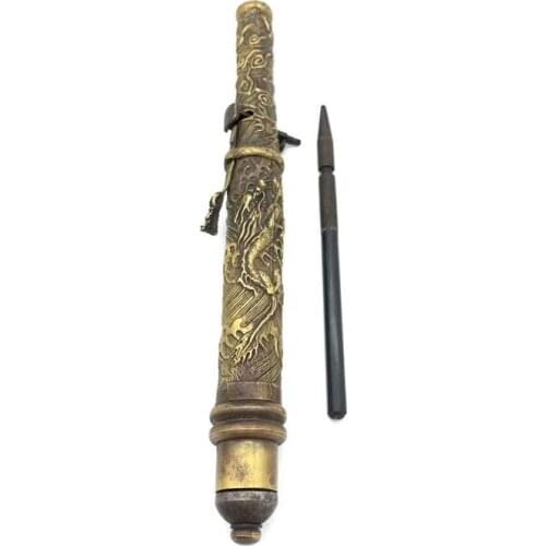 Outdoor EDC Tool Ancient China Cold Weapon Collection Antiques Brass Dragon Sleeve Arrow