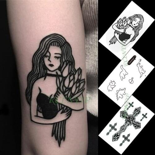 Waterproof Temporary Tattoo Sticker beautiful girl flower dinosaur cross small art tatto flash tatoo fake tattoos for women men