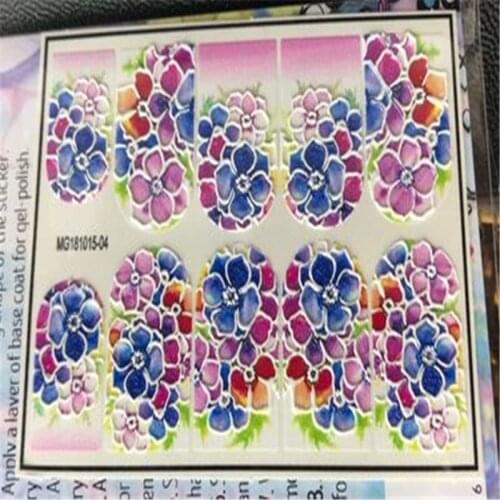 High Qaulity 6d Cubic Engraved Big Flowers 7*9cm Water Slide Nail Decals Nail Art Nail Decoration Manicure for Women Girl Gifts