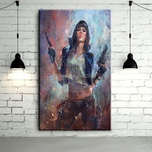 High Quality Secret Agent Laura Oil Painting For Wall Decoration Hand-painted High Quality Abstract Laura and Guns Oil Painting