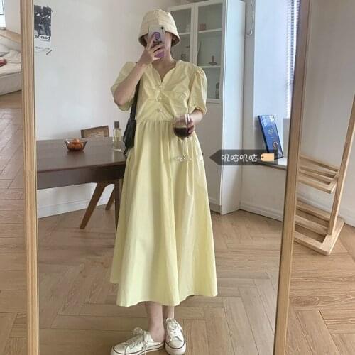 Summer Slim Dress 2021 New Large French Short Sleeve Dress V-neck Temperament Skirt