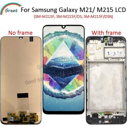 6.4" Super AMOLED For Samsung Galaxy m21 M215 LCD Display touch Screen Digitizer with frame For Samsung m215 LCD