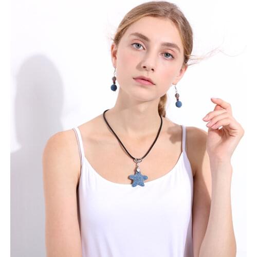 Fashion Star Pendant Lava Stone Statement necklaces & pendants For Women Fashion Jewelry Necklace colar collares collier collar