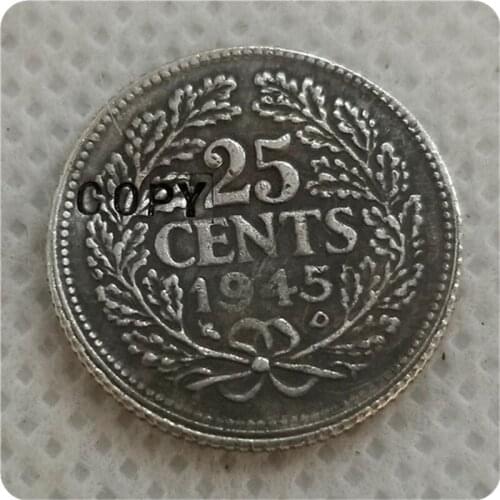 1945 Netherlands 25 Cents - Wilhelmina COPY COIN