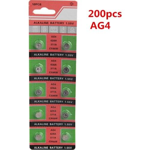 200pcs/lot AG4 377A 377 LR626 SR626SW SR66 LR66 button cell Watch Coin Battery