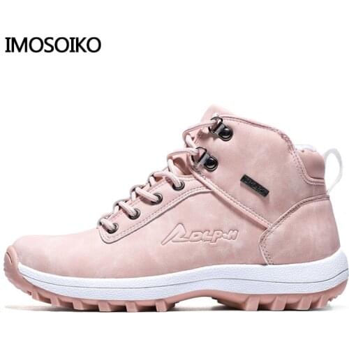 2020 Winter Mens Boots Round Toe Faux Leather Casual Shoes Couple Fashion Lace-Up Warmth Waterproof Outdoor Cotton Shoe Size 48