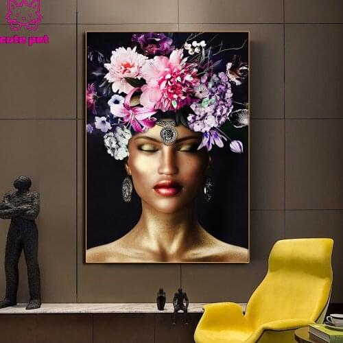 5D DIY Diamond Painting Modern Fantasy flower woman Diamond Embroidery Rhinestone mosaic beautiful girl Cross stitch home Decor