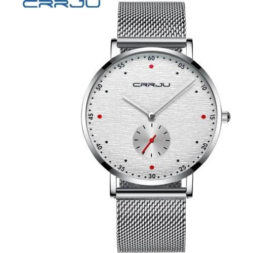 Luxury Business waterproof slim mesh Quartz Wristwatch CRRJU 2019 New men watch Fashion Sport male watch Relogio Masculino