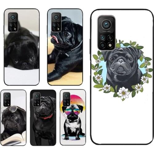 Cute Black Pug Dog Phone Case For Xiaomi Mi 11 Ultra 9T 10T Pro Mi Note 10 Lite POCO X3 M3 Pro F3 Back Cover