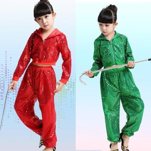 Colors Sequined Kids Adult False Sweatpants performance wear Jazz Hip Hop Dance Pants Boys Modern dancewear costumes Hoodie