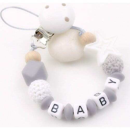 Baby Pacifier Leashes Chain Wooden Holder Soother Pacifier Clips Leash Strap Nipple Holder For Infant Nipple Bottle Clip Chain