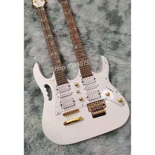 Factory Custom shop white color double necks electric guitar 6+6 strings Free shipping