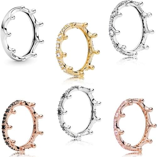 New S925 Sterling Silver Classic Magic Crown Obsidian Ring Suitable For Couples Gifts Original Ladies Fashion Jewelry Gift