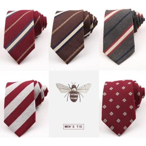 Linbaiway 7.5cm Neck Ties for Men Skinny Polyester Ties Red Striped Necktie Narrow Gravata Business Neck Tie Cravat Custom LOGO