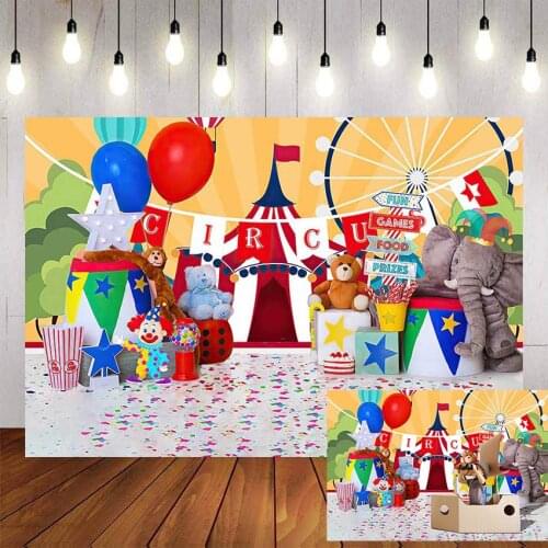 Mehofon Red Circus Tent Photography Background Clown Animal Carnival Night Theme Party Newborn Baby Shower Photo Studio Backdrop