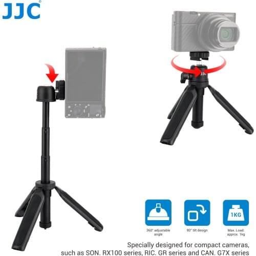 JJC 3 In 1 Mini Tripod Selfie Stick Hand Grip for Sony ZV1 RX100 II III IV V VI VA VII Ricoh GR II III Olympus TG5 TG4 and more