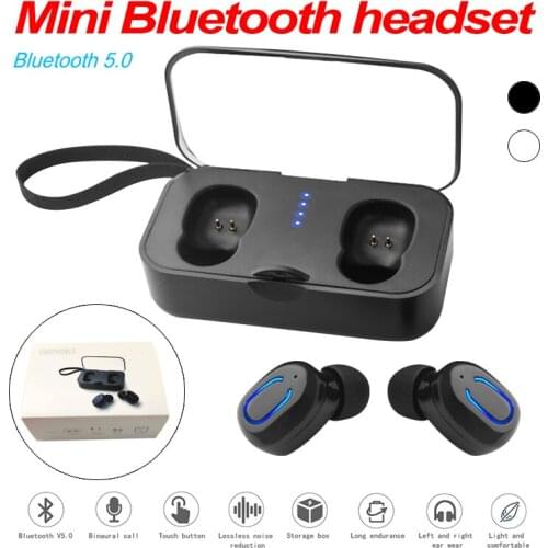 Mini Bluetooth Earphones 5.0 T18S Invisible TWS Mini Wireless Earbuds Stereo Deep Bass Headset with charging box Portable
