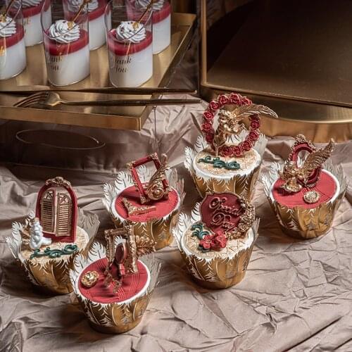 Simulation Cake Cream Cup Model European Wedding Party Dessert Table Decoration Ornaments Window Photography Photo Props Red