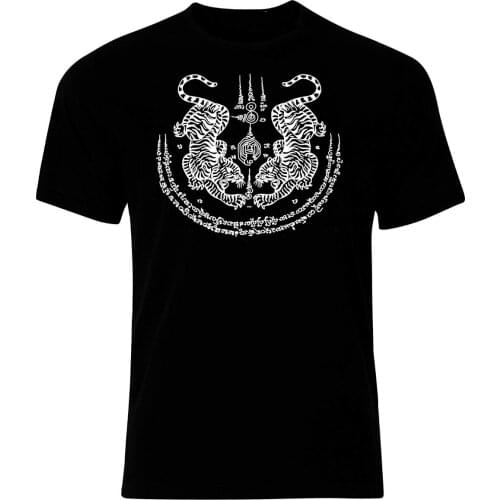 Mens Thai Tiger T-Shirt Hot 2019 Fashion Black Cotton T-Shirt Custom Tee Shirts