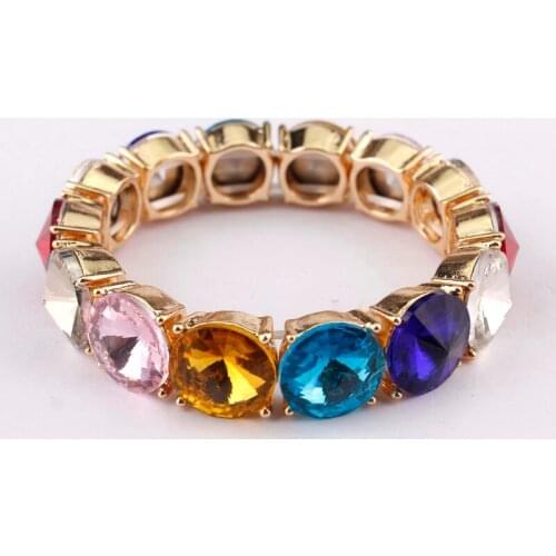 ZWPON 2020 New Elastic Prismatic Crystals Dot Bracelets Bangles for Women Trendy Gold Adjustable Inspirational Bracelets Jewelry