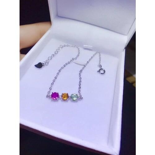 The new natural tourmaline bracelet 925 silver candy color tourmaline bracelet is the first choice for ladies and friends, simpl