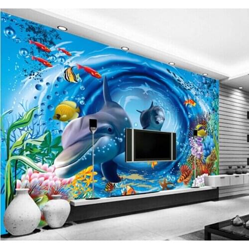 Custom papel DE parede infantil large murals 3 d underwater world for children room living room TV wall vinyl papel DE parede