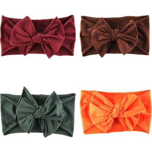 Newborn Solid Color Cute Cotton Headband Baby Girls Baby Toddler Turban Elastic Headwear Hair Band Bow Accessories Headwarp