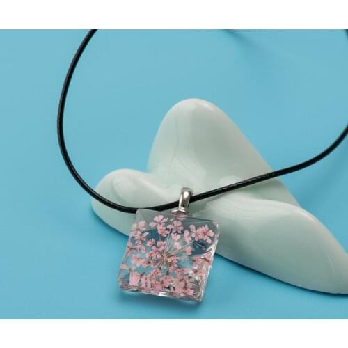 Dandelion and leaf in Square Glass Pendant womens Glasses Necklaces gift Necklaces & Pendants #FY324