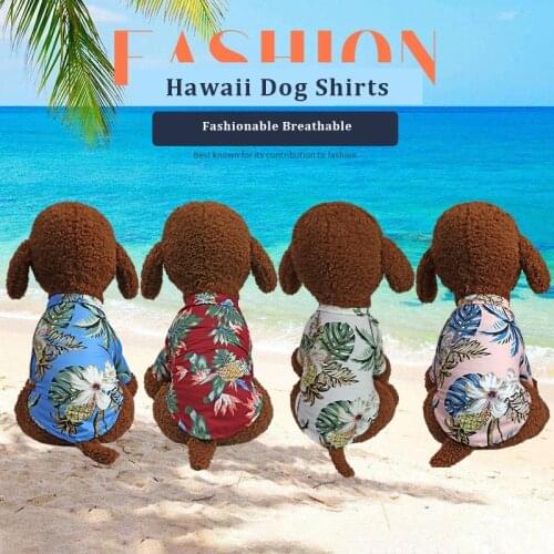 OIMG Beach Hawaii Dog Blouses Coconut Tree Cat Pet T-Shirts For Small Dogs Shirts Summer Puppy Clothes French Bulldog Chihuahua