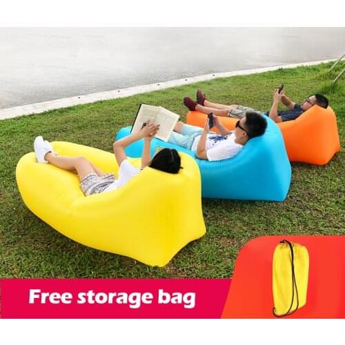 Outdoor Camping Inflatable Lazy Bag Air Sofa Banana Nylon Lying Bag Camping Lazy Sofa Mattress Portable Beach Mattress Recliner