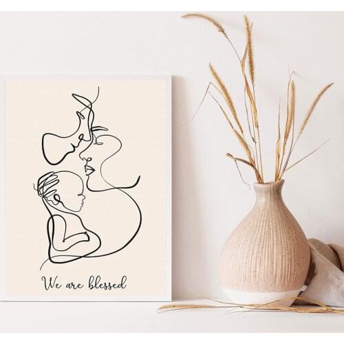 Mum Dad Baby Child Art Line Drawing Posters Shower Minimalist Wall Art Canvas Print Painting Nursery Decorative Pictures
