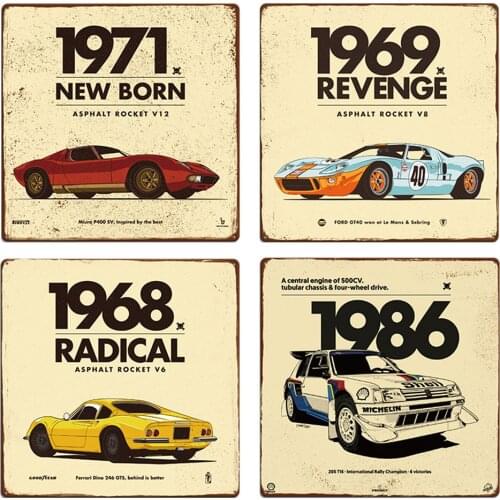 Retro Metal Tin Signs Pub Decoration Plate Retro car Sign Wall Stickers Art Poster Vintage Wall Home Decor 30x30cm