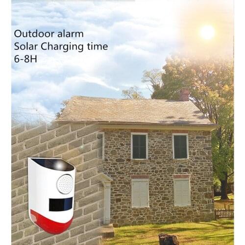 Newest Independent Solar Sound Light Alarm Motion Sensor Outdoor Waterproof Security Alarm Detector 120dB Siren 4 LED Flash Warn