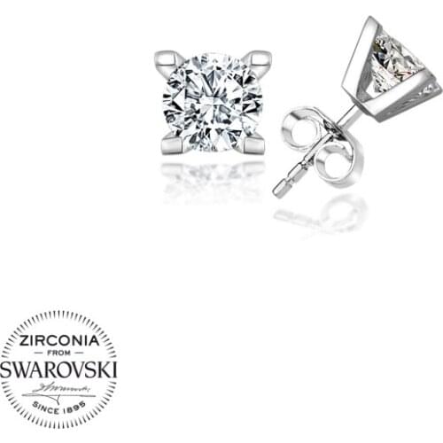 Silverlina Silver Swarovski Zirconia Cubic Zirconia Solitaire Earrings