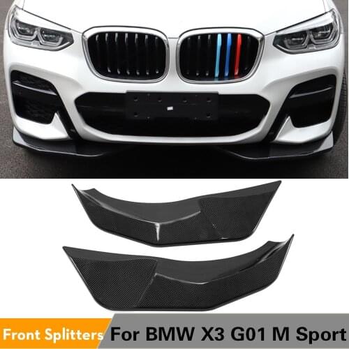Front Bumper Splitters For BMW X3 G01 M Sport 2018 - 2020 Front Splitters ABS Glossy Black Carbon Fiber Look