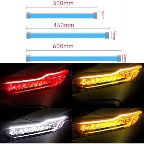 2 Pcs Newest Start Scan LED Cars DRL Daytime Running Lights Auto Flowing Turn Signal Guide Strip lamp Car Styling Accessories