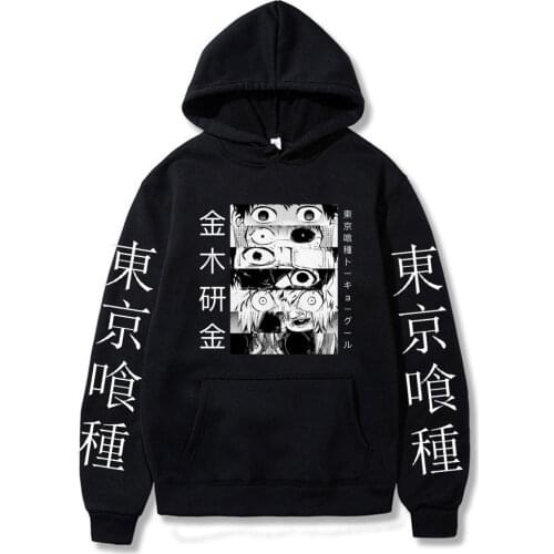 Kaneki Ken Eyes Print Hoodies Japanese Anime Tokyo Ghoul Male Fashion Hip Hop Clothing Hoody Unisex Spring Casual Clothes Tops