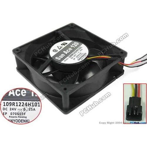 SANYO DENKI 109R1224H1011 DC 24V 0.25A 120x120x38mm Server Cooling Fan