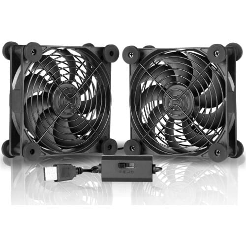 SXDOOL Quiet Dual 120mm 5V USB Computer PC Fan with Speed Controller,for Router Desktop Laptop Receiver DVR Playstation Xbox