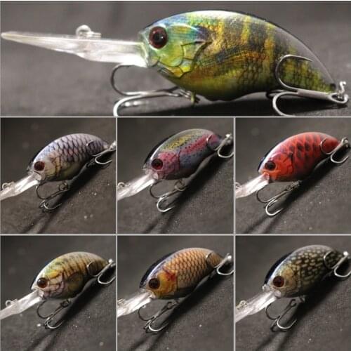 WLure 11g 8.5cm Deep Water Real Skin Painting Tight Floating Crankbait Cutting Blade Treble Hooks Fishing Lures HC733